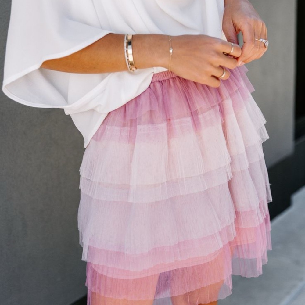 Elegant Pink Layered Skirt